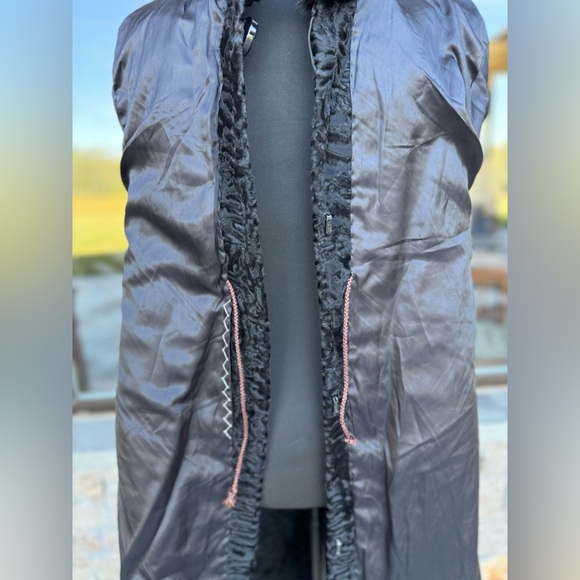 Stunning Midnight Black Persian Broadtail Lambswool Trench Coat Women’s XS/S - Picture 13 of 13